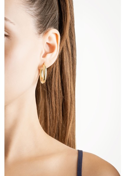 Klasik 18 Ayar Beyaz Altın Kaplama Gümüş Halka Küpe fiyatları