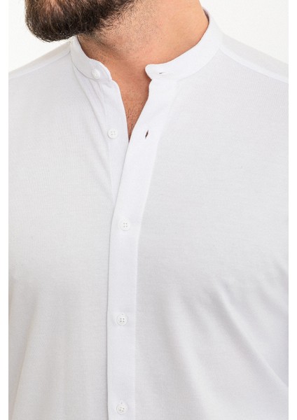 Düz Beyaz Slim Fit Hakim Yaka Uzun Kollu Erkek Gömlek fiyatları