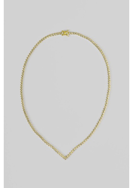 Klasik 18 Ayar Sarı Altın Kaplama Gümüş Su Yolu Gerdanlık