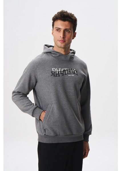 Erkek Regular Fit Yazı Baskılı Dikişli Kanguru Cepli Sweatshirt K28254627001