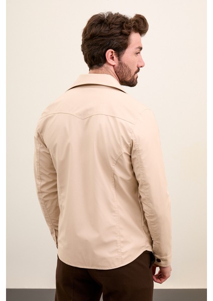 Düz Slim Fit Gömlek Yaka Suni Deri Erkek Mont fırsatları