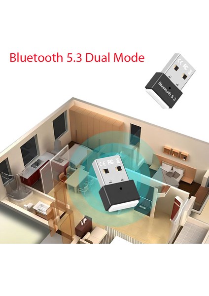 Dual Mod USB Bluetooth Adaptörü Kablosuz 5.3 Çift Modlu Bt Adaptör