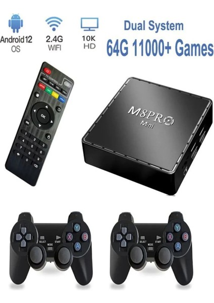 Mını 4K 8k 10 K Ultra Hd+Hdr Android Tv 5g 12.1+Game Wıfı HDMI Retro 10000+ Game Box