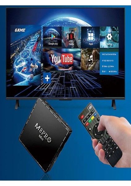 Mını 4K 8k 10 K Ultra Hd+Hdr Android Tv 5g 12.1+Game Wıfı HDMI Retro 10000+ Game Box