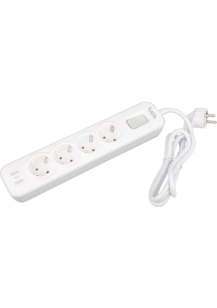 Vea 4'lü Anahtarlı Akım Korumalı Priz 1.5 Metre Grup Priz 4000W 16 Amper