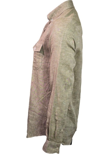 5708304 Erkek Keten Gömlek Khaki