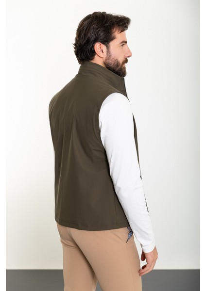 Düz Haki Slim Fit Hakim Yaka Erkek Yelek indirimleri