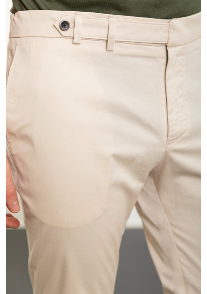 Düz Bej Super Slim Fit Kemerli Erkek Pantolon fiyatları