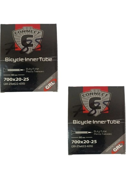 700X20-25 (20-25X622-635) Fv 60 mm Ince Sibop Bisiklet Iç Lastiği x 2 Adet (Kutulu)