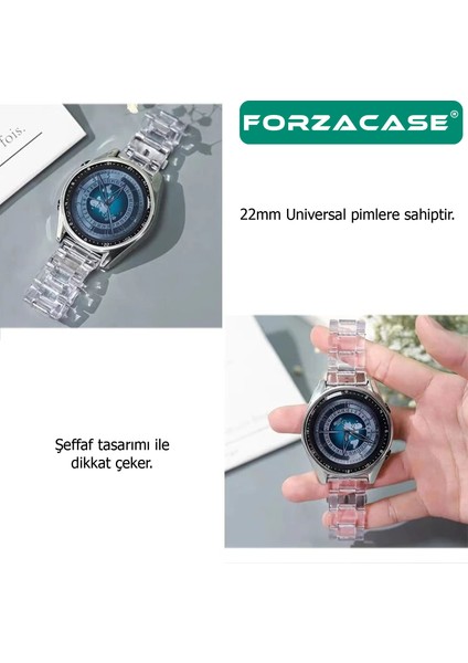 Huawei Watch Gt 2e ile Uyumlu Transparan Şeffaf Baklalı Kordon Kayış - FC763