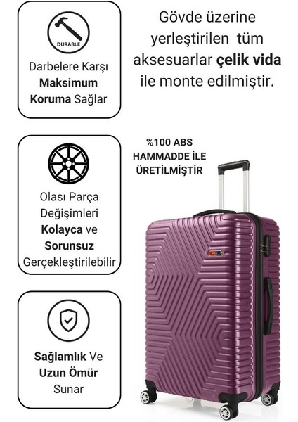 Abs Orta ve Büyük Boy Mürdüm 2'li Valiz Seti 600.09-B