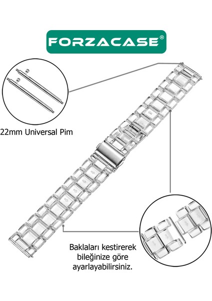 Xiaomi Watch S1 - Watch S1 Active ile Uyumlu Transparan Şeffaf Baklalı Kordon Kayış FC763 modelleri
