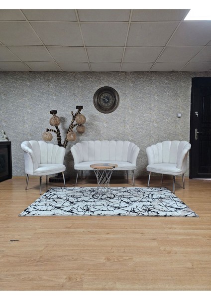 Papatya Çay Seti Koltuk Takımı Krom Sivriltme Ayak, Balkon, Salon, Ofis, Cafe Koltuk Takımı