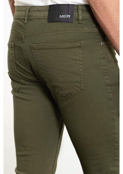 Düz Haki Super Slim Fit Erkek Kot Pantolon