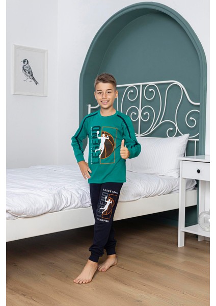 Kapitex Erkek Çocuk Pijama Takım 5031 Yeşil