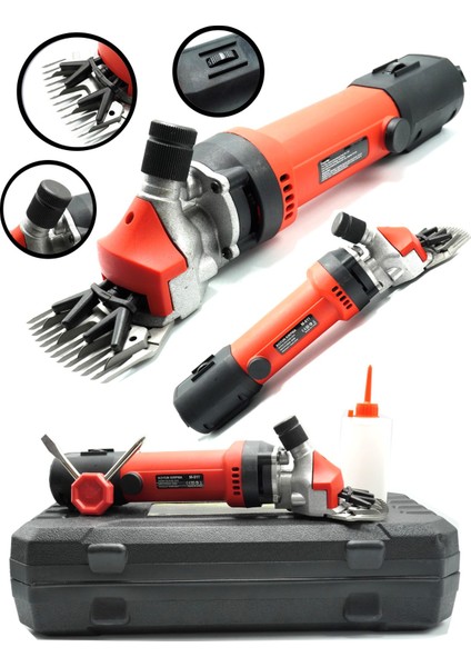 Alman 9000VFX Çift Kartlı Motor Korumalı Metal Şanzuman Koyun Keçi Kırkma Makinesi Devir Ayarlı