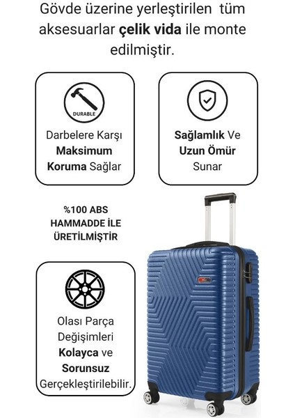 Abs Kabin ve Orta Boy Çivit Mavi 2'li Valiz Seti 600.05-SET-OK