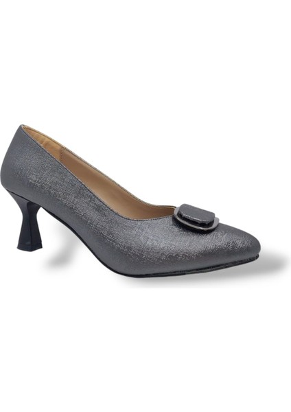 0072 Kadın Platin Tokalı Alçak Topuklu Ayakkabı indirimleri