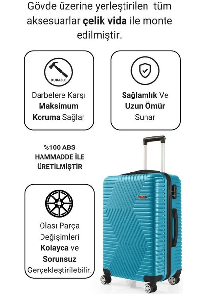 Abs Kabin ve Orta Boy Petrol Yeşili 2'li Valiz Seti 600.21-SET-OK