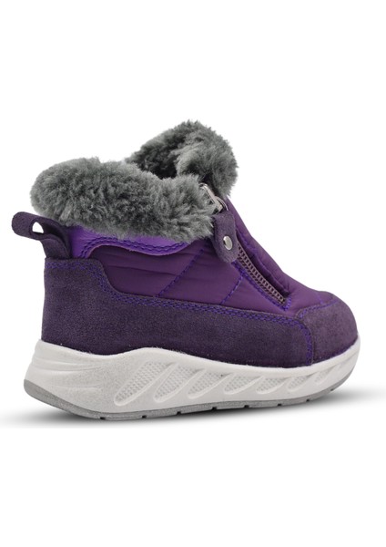 Manarola Çift Fermuarlı Içi Peluş Kürklü Paraşüt Kumaş Kız Çocuk Bot Mor fiyatları