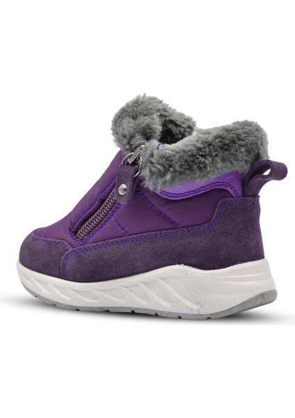 Manarola Çift Fermuarlı Içi Peluş Kürklü Paraşüt Kumaş Kız Çocuk Bot Mor modelleri