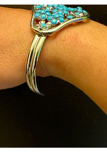 El Işleme Doğal Taş Boncuklu Etnik Kadın Çelik Kelepçe Bileklik fiyatları