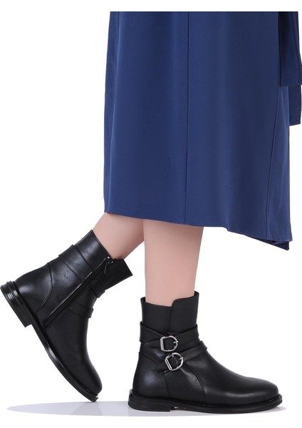 K151204 Termal Kürklü Kadın Klasik Düz Kışlık Bot