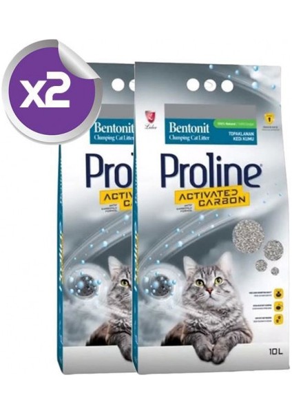 Proline Aktif Karbonlu Topaklanan Kedi Kumu 10 Lt x 2 Adet