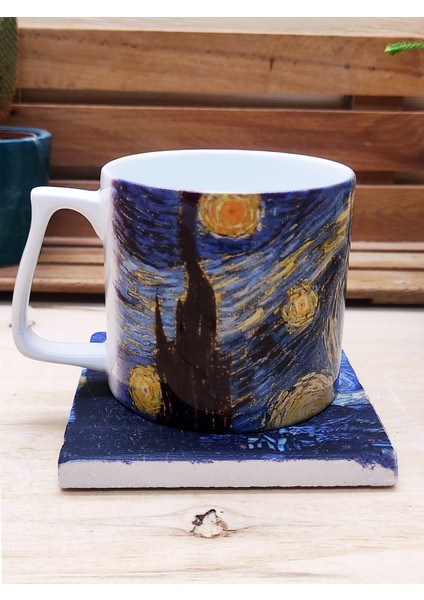 Vincent Van Gogh Set 10 - Yelken Fincan Kupa-Traverten Bardak Altlığı 1