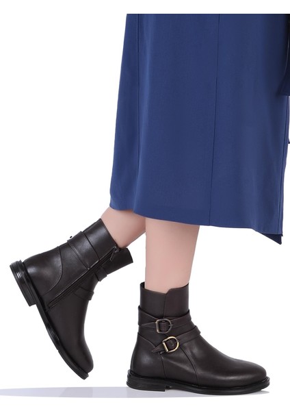 K151204 Termal Kürklü Kadın Klasik Düz Kışlık Bot