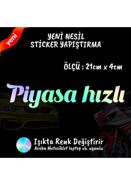 Piyasa Hızlı 2 Adet Hologram Sticker - Araba Motosiklet Kask Tablet Atv Kamyonet Uyumlu
