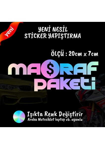 Masraf Paketi 2 Adet Hologram Sticker - Araba Motosiklet Kask Tablet Atv Kamyonet Uyumlu