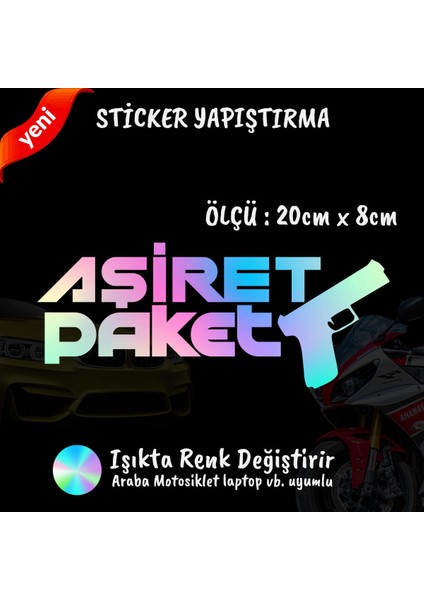 Aşiret Paket 2 Adet Hologram Sticker - Araba Motosiklet Kask Tablet Atv Kamyonet Uyumlu