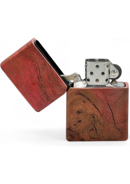 Red Tree - Epoksi Kaplama Stabilize Ahşap Özel Tasarım El Yapımı Zippo Model Çakmak