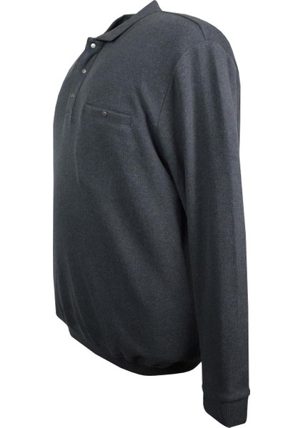 Erkek Büyük Beden 122 Kilo - 158 Kilo Arası Için Uygun Geniş Kalıp Polo Yaka Selanik Sweat Antrasit fiyatları