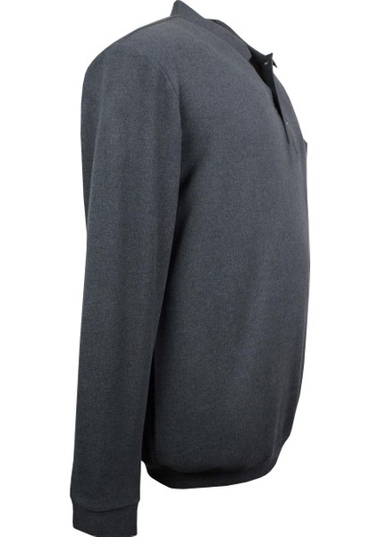 Erkek Büyük Beden 122 Kilo - 158 Kilo Arası Için Uygun Geniş Kalıp Polo Yaka Selanik Sweat Antrasit fırsatları