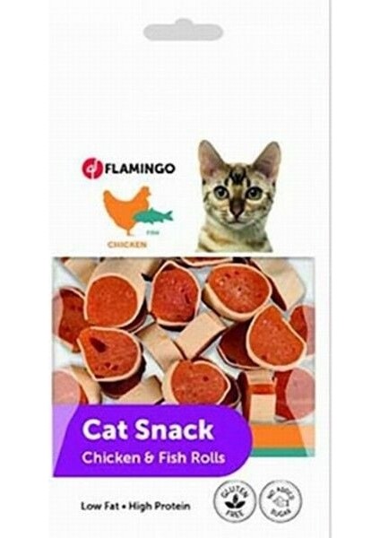 Flamingo Chicken Fish Rolls Tavuklu ve Balıklı Kedi Ödülü 50 gr modelleri