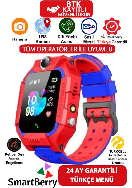 46-50 mm Z2 Lbs Konumlu Akıllı Çocuk Takip Saati Kartlı Arama, Kameralı, Gizli Dinleme Özellikl