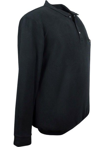 Erkek Büyük Beden 122 Kilo - 158 Kilo Arası Için Uygun Geniş Kalıp Polo Yaka Selanik Sweat Siyah fırsatları