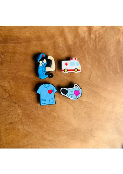Jibbitz Terlik Süsü Sağlık Serisi 4 Lü Set ,erkek Doktor Ambulans,maske,önlük fiyatları