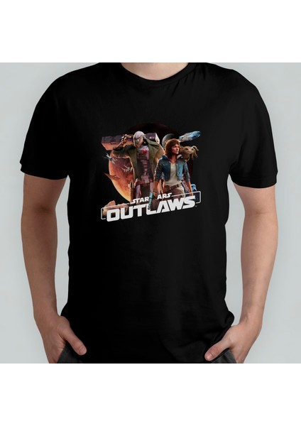 Star Wars Outlaws Pamuklu Bisiklet Yaka T-Shirt Model - 1