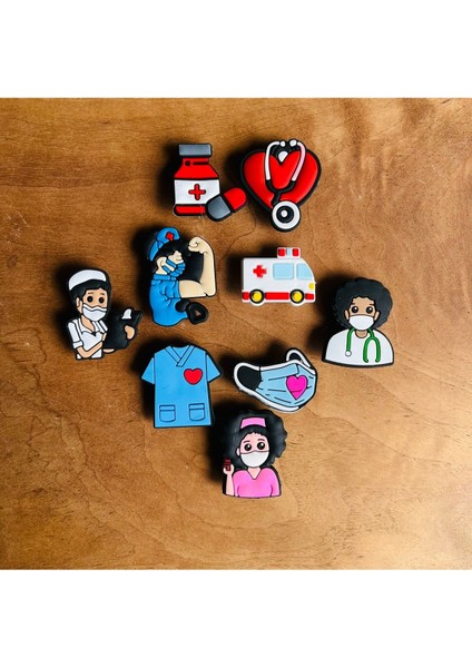 Jibbitz Terlik Süsü Sağlık Serisi,9 'lu Set Ambulans,doktor,ilaç,erkek Doktor