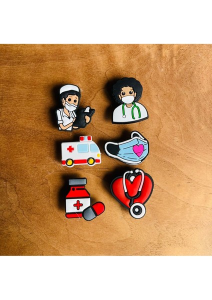 Jibbitz Terlik Süsü Sağlık Serisi 6 Lı Set Hemşire,ambulans,doktor,ilaç,maske
