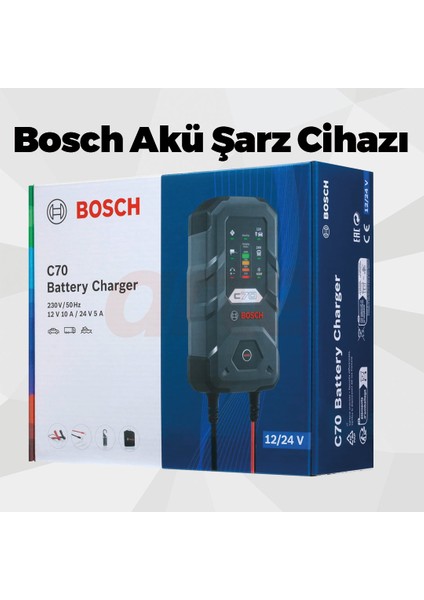 C70 Akü Şarj Cihazı - 10A, 12V/24V, 300 Ah (Model: 0189911070)