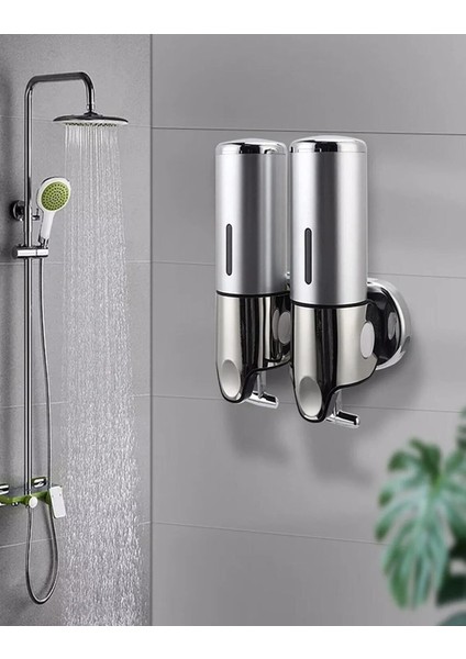 500 ml Hazneli Çiftli T Çekmeli Paslanmaz Sıvı Sabun-Şampuan-Duş Jeli Dispanseri Aparatı modelleri