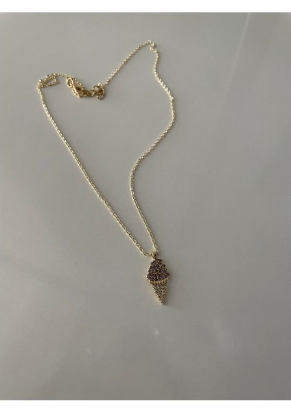 Mor Taşlı Dondurma Model Zirkon Gold Kolye fırsatları