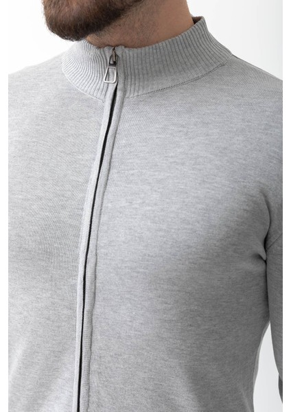 Duz Gri Renk Slim Fit Yarım Balıkcı Yaka Erkek Hırka fiyatları