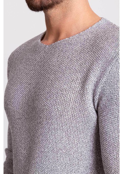 Lase Siyah Beyaz Slim Fit Bisiklet Yaka Uzun Kollu Erkek Triko