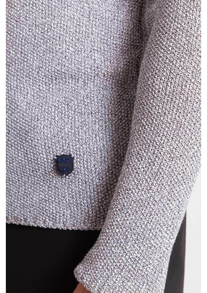 Lase Siyah Beyaz Slim Fit Bisiklet Yaka Uzun Kollu Erkek Triko