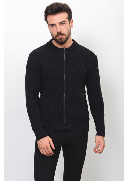 Desenli Siyah Renk Slim Fit Hakim Yaka Erkek Hırka fırsatları